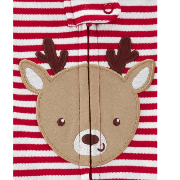Baby Carter's Christmas Sleepers- Milk n Cookies Striped Reindeer Size 3 mo NWT - Picture 5 of 8